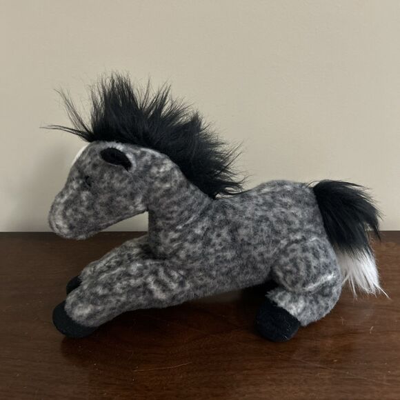 Aurora Gray Horse Plush Spots Black White Appaloosa Flopsie 2018 Stuffed Toy 12" - Picture 1 of 9